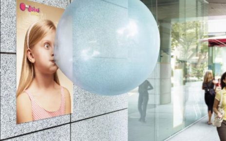 balloon blowing bubble gum poster