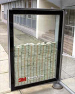 money inside security glass case 3M