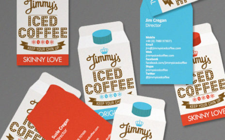diecut 2-color business card jimmys iced coffee
