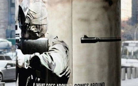 what goes around, comes around anti war gun poster