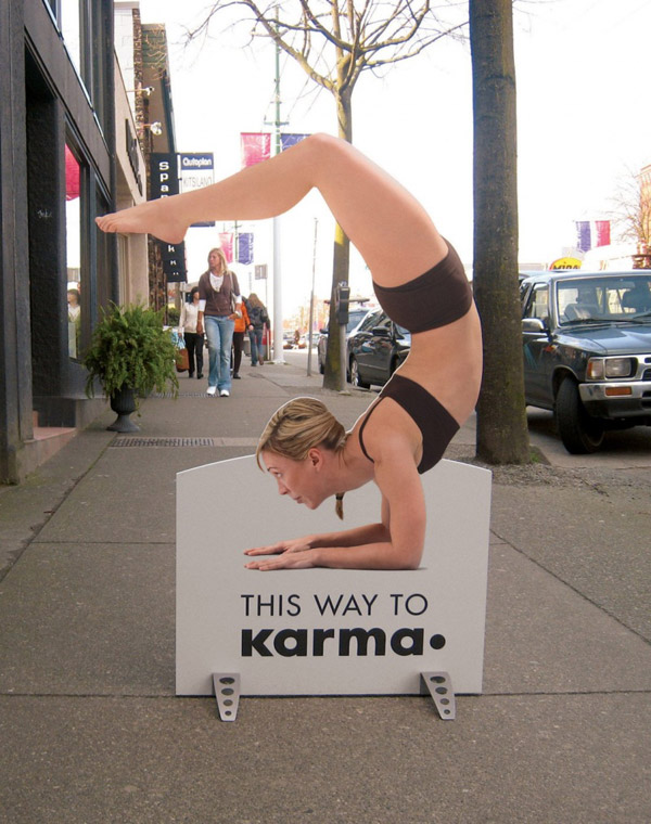 yoga poster directional street sign