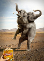 elephant chocking on giant peanuts kayaking