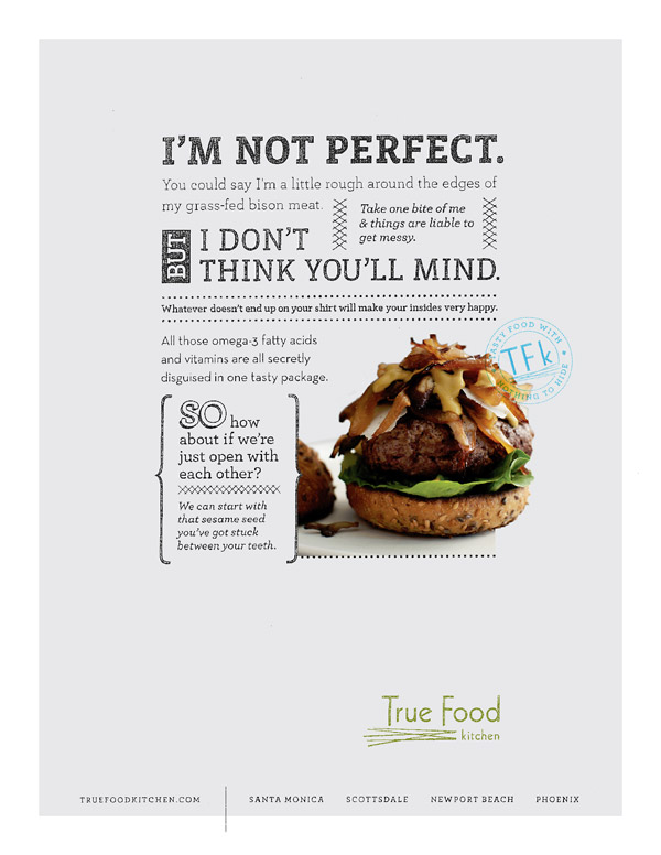 Not Perfect Bison Burger | True Food Kitchen - THE BIG AD