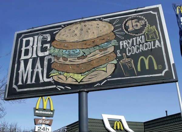 hand drawn graffiti style billboard McDonalds