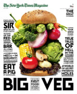 NY Times Magazine cover for huge vegetable burger