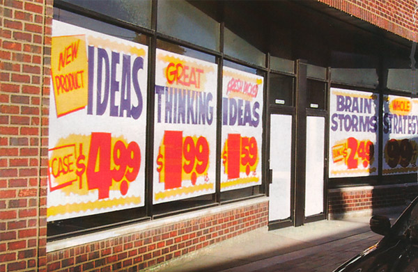 Retro Grocery Store Style Window Advertising for Advertising Agency