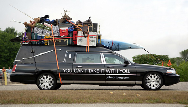 hearse loaded with earthly belongings - christian author, speaker, pastor