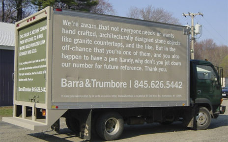 long copy advertising message on truck wrap