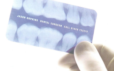 dental office business card printed on x-ray film