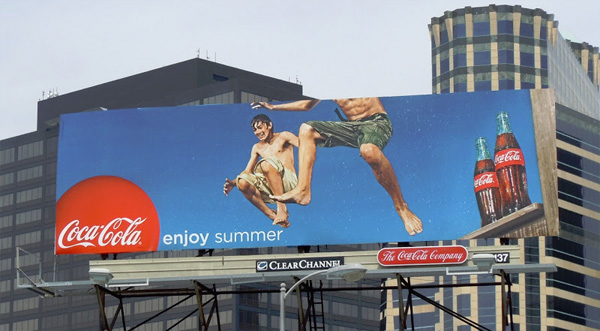 cocacola enjoy summer billboard campaign swimming