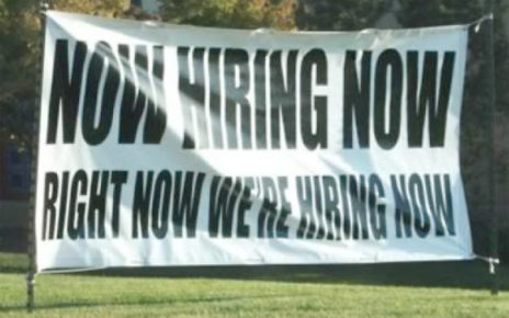 now hiring now banner marketing message