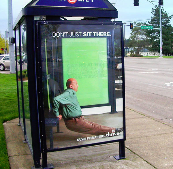 right now is the time to exercise pushups - bus shelter advert