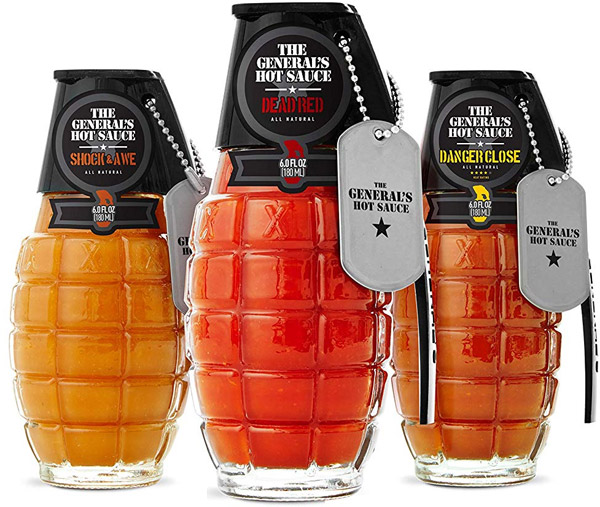 hand grenade hot sauce bottles