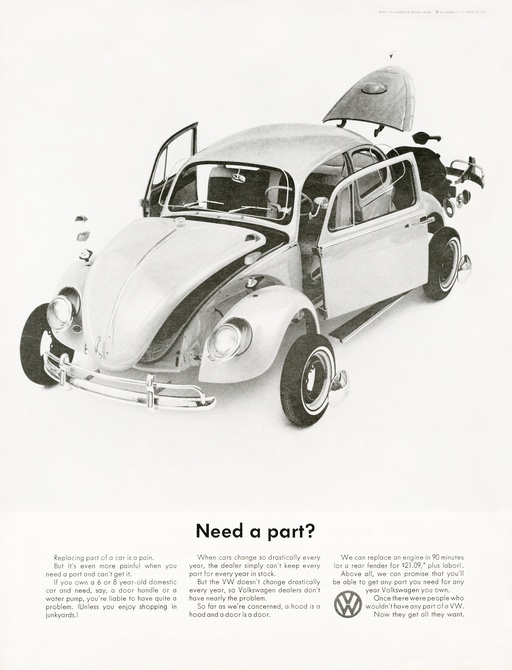 classic VW ads from the 1960s parts never change