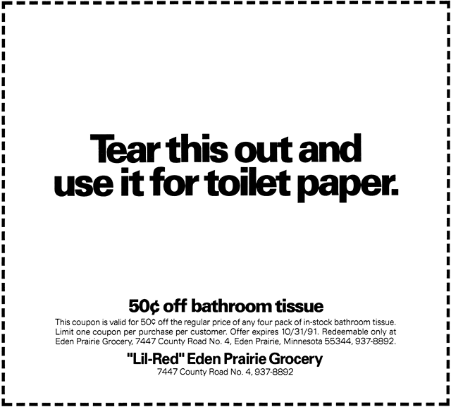use this coupon for toilet paper advertisement