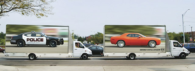 truck wrap marketing police chasing dodge challenger