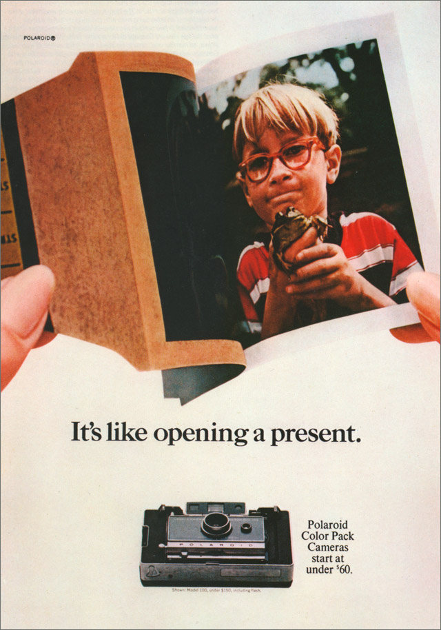 Emotion-focused message - like opening a present - polaroid instant camera