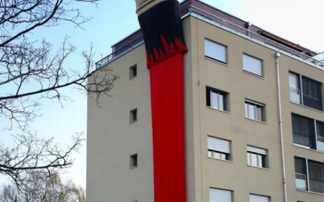 3d paintbrush on building