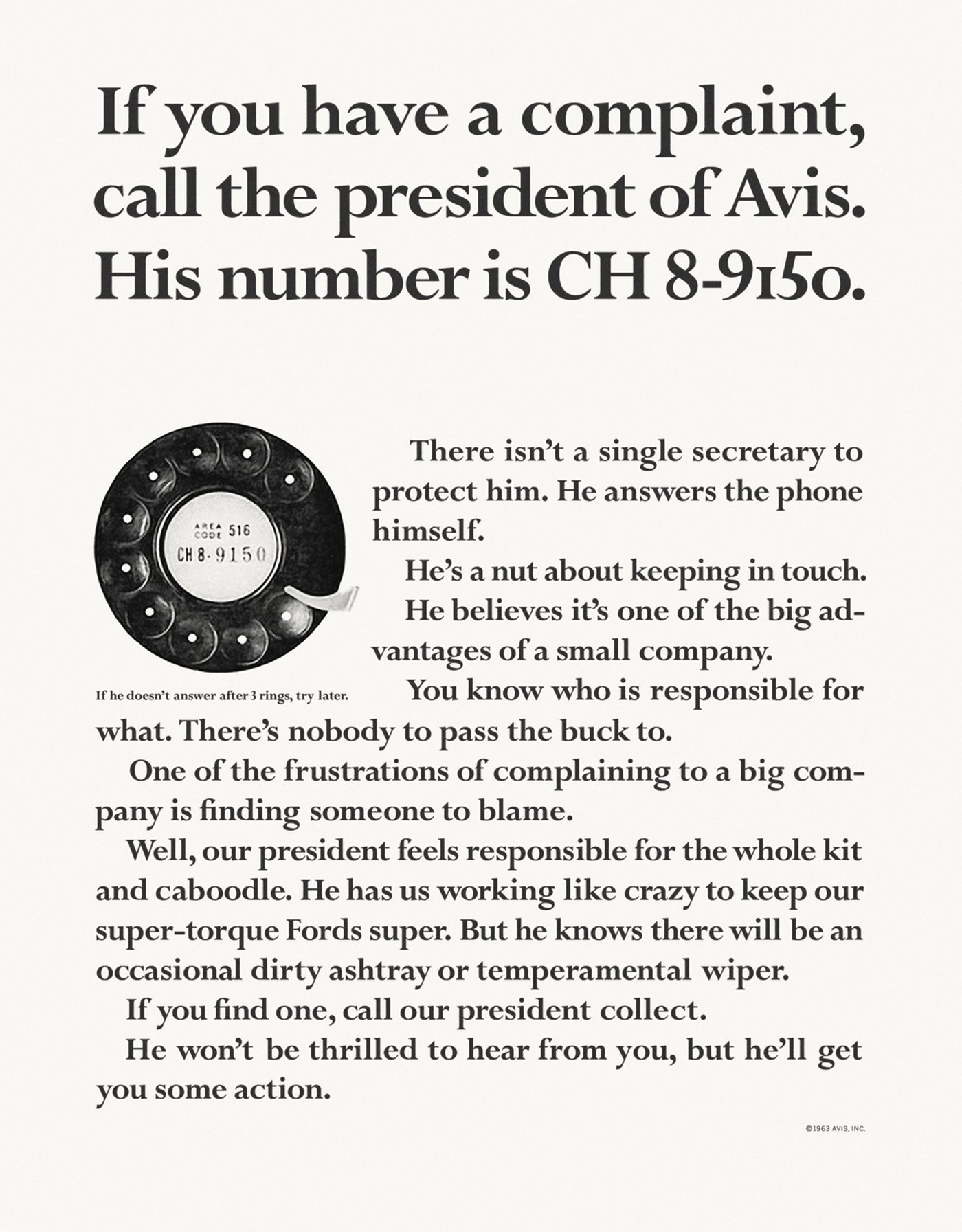 avis commitment to customer service - presidents phone number