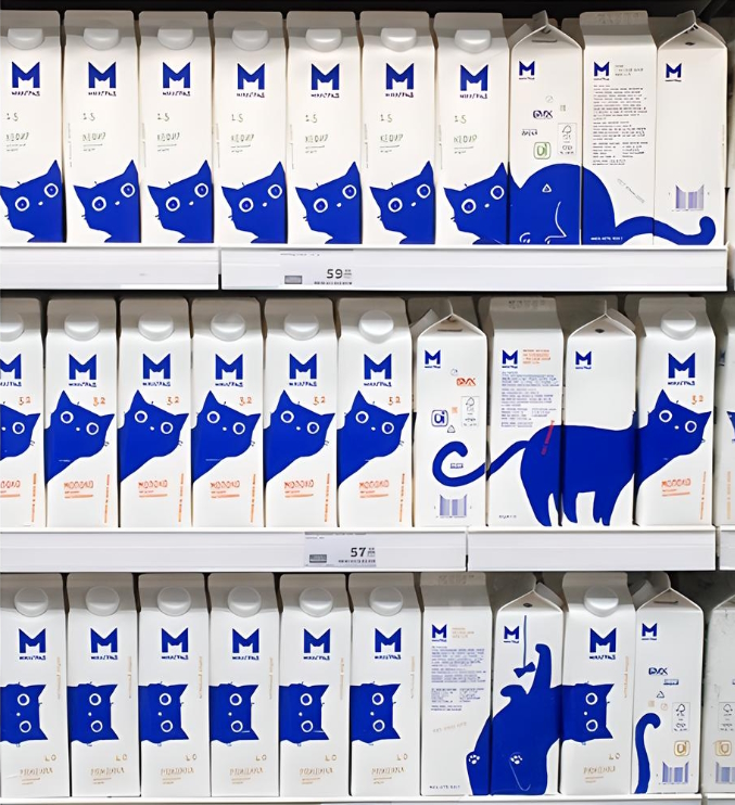 blue cat 'mix and match' milk carton designs